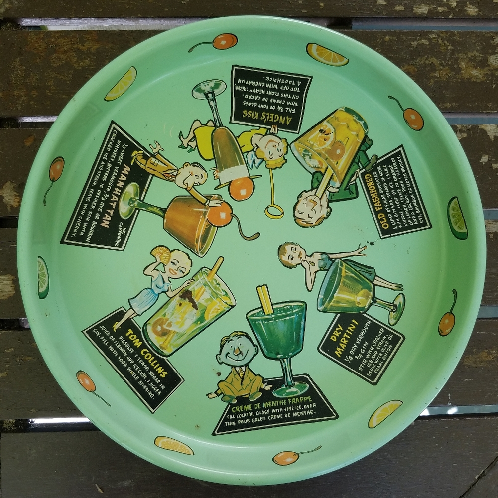 Vintage 50's Masonware bar mixed drink tray